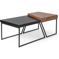 2er Set Couchtisch, Satztisch mit Metallgestell, Sofatisch Kaffeetisch Vintage für Wohnzimmer & Büro - Goplus von GOPLUS