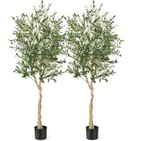 Goplus - 2er Set Künstlicher Olivenbaum, 182 cm Kunstpflanzen im Topf mit Blättern und Oliven, Kunstbaum für Indoor & Outdoor Goplus - 2er Set Künstlicher Olivenbaum, 182 cm Kunstpflanzen im Topf mit Blättern und Oliven, Kunstbaum für Indoor & Outdoor von GOPLUS
