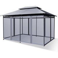 GOPLUS 3,6 x 2,6 m Pavillon, Gartenpavillon, Wasser- und Sonnenschutz, Gartenzelt, Partyzelt, mit abnehmbarem Netzbezug, Geeignet für Party Grillfest von GOPLUS