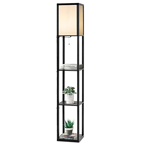 GOPLUS 3-Regal Stehleuchte, Stehlampe mit 3 Regalablagen, Standlampe Standleuchte Modern und Elegant mit Schalter, Innenbeleuchtung Lagerung Beleuchtung für Wohnzimmer Schlafzimmer (Normal) von GOPLUS