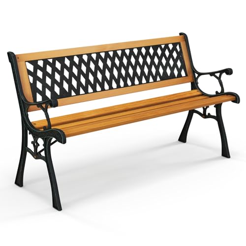 GOPLUS 3-Sitzer Gartenbank, Gartenstuhl mit Kiefernsitz Armlehnen und dekorativen Rückenlehnen, Elegante sitzbank Outdoor mit Lattenrost für Gärten Terrassen Parks sitzbank Outdoor, 126 x 52 x 74 cm GOPLUS 3-Sitzer Gartenbank, Gartenstuhl mit Kiefernsitz Armlehnen und dekorativen Rückenlehnen, Elegante sitzbank Outdoor mit Lattenrost für Gärten Terrassen Parks sitzbank Outdoor, 126 x 52 x 74 cm von GOPLUS