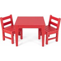 3 tlg Tisch Stuhlset, Kindertisch Lerntisch Set aus Holz, mit 2 Stühlen mit Rückenlehnen zum Malen Lesen Essen für Kleinkinder, Kindermöbelset für von GOPLUS