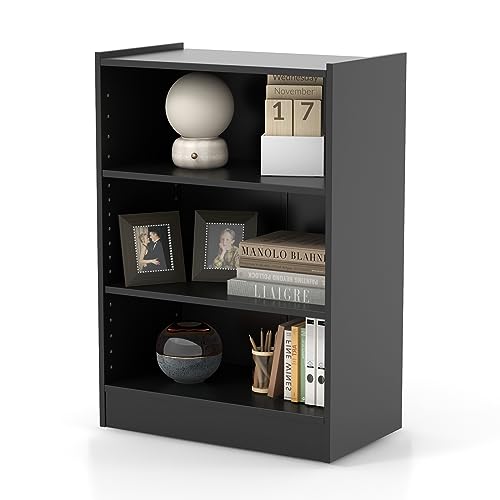 GOPLUS 3-stufiges Bücherregal, Eck-Bücherregal Display Rack mit verstellbaren Regalen, Display Regal für Wohnzimmer, Schlafzimmer, Büro (Schwarz) von GOPLUS