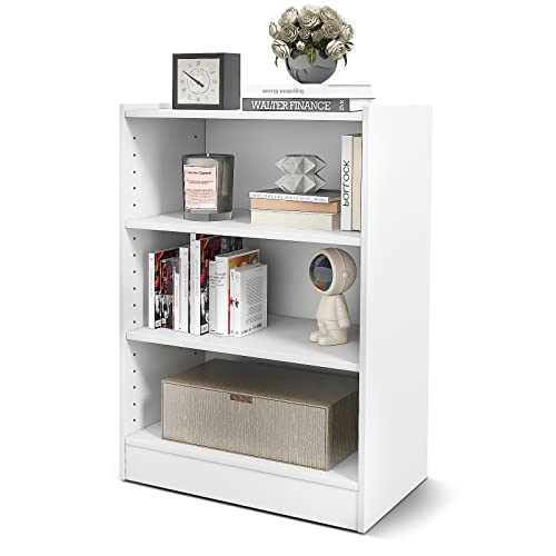 GOPLUS 3-stufiges Bücherregal, Eck-Bücherregal Display Rack mit verstellbaren Regalen, Display Regal für Wohnzimmer, Schlafzimmer, Büro (Weiß) von GOPLUS