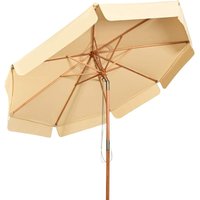 GOPLUS φ300 cm Sonnenschirm, Knickbarer Gartenschirm, Terrassenschirm für Sonnenschutz & Wasserabweisend, Strandschirm aus Holz & Polyestergewebe, von GOPLUS