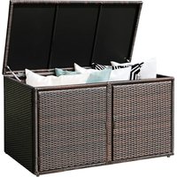 335L Polyrattan Auflagenbox, Kissenbox Aufbewahrungsbox mit 2 Ablagen & Deckel, Gartenschrank für Garten, Balkon, Terrasse (Braun) - Goplus von GOPLUS