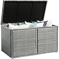 GOPLUS 335L Polyrattan Auflagenbox, Kissenbox Aufbewahrungsbox mit 2 Ablagen & Deckel, Gartenschrank für Garten, Balkon, Terrasse (Grau) von GOPLUS