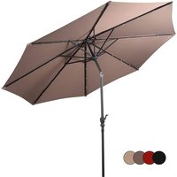3M Sonnenschirm(Ohne Schirmfuß) Gartenschirm Balkonschirm Terrassenschirm Ampelschirm Kurbelschirm Strandschirmmit Solar LED,Braun - Goplus von GOPLUS