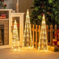 GOPLUS 3er Set LED Weihnachtsbaum, Pyramide Lichterbaum Weihnachten mit 90 Lichtern warmweiß, Lichterkette & Sternschnüren, 62/72/81cm Leuchtpyramide GOPLUS 3er Set LED Weihnachtsbaum, Pyramide Lichterbaum Weihnachten mit 90 Lichtern warmweiß, Lichterkette & Sternschnüren, 62/72/81cm Leuchtpyramide von GOPLUS