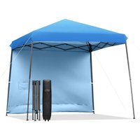 3m x 3m Faltpavillon, Hoehenverstellbarer Pop-Up Pavillon mit Abnehmbarer Seitenwand für Sonnenschutz, Partyzelt mit Erdspiessen, Windseilen & von GOPLUS