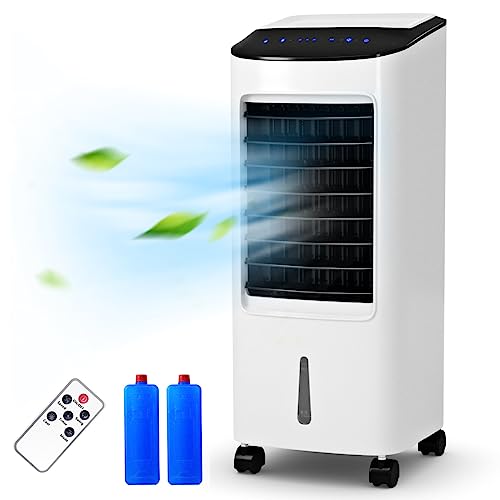 GOPLUS 4 in 1 Luftkühler mit Wasserkühlung, mobiler Ventilator mit 3 Modi & 3 Sufen, 7L Wassertank, Timer bis 7,5 h, Fernbedienung, Luftbefeuchter Aircooler tragbar für Büro Zuhause von GOPLUS