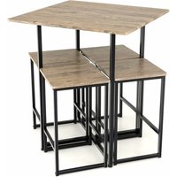 GOPLUS 5-teiliges Esstisch-Set, Bartisch mit 4 Stühlen, Sitzgruppe mit Metallgestell & verstellbarem Fußpolster, Küchentisch Bistrotisch-Set für von GOPLUS