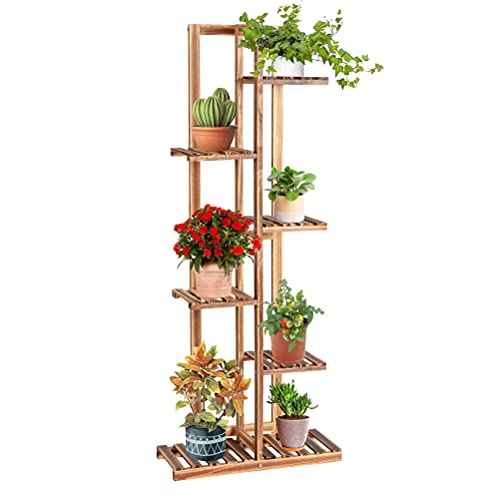 GOPLUS 6 Ebenen Pflanzenständer, Blumenständer aus Holz, mehrstöckiges Blummenregal, Pflanzenregal, Pflanzentreppe, Blummentreppe für Indoor, Garten & Balkon (6 Ebenen) von GOPLUS