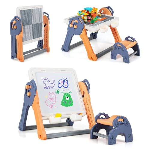 GOPLUS 6 in 1 Kindertisch mit Stuhl, klappbare Kinder Staffelei mit doppelseitiger Tischplatte &102 Bausteine & 4 abnehmbaren Körben, Aktivitätstisch Spieltisch für Kinder 3-8 Jahre GOPLUS 6 in 1 Kindertisch mit Stuhl, klappbare Kinder Staffelei mit doppelseitiger Tischplatte &102 Bausteine & 4 abnehmbaren Körben, Aktivitätstisch Spieltisch für Kinder 3-8 Jahre von GOPLUS