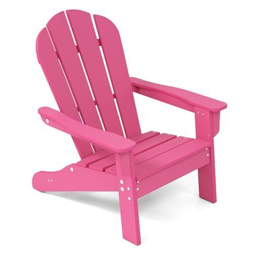 GOPLUS Adirondack Stuhl für Kinder, Adirondack Chair wetterfest aus HDPE mit ergonomischer Rückenlehne & Breiten Armlehnen, bis 75kg belastbar, Kinderstuhl Outdoor Garten Kinderzimmer (Rosa) von GOPLUS