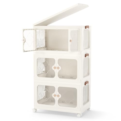 GOPLUS Aufbewahrungsbox mit Deckel & Rollen, Aufbewahrungsschrank stapelbar mit Türen & Handgriff, Klappbox Ordnungsboxen Stapelbox Aufbewahrungsbehälter für Wohnzimmer & Schlafzimmer (3 Ebenen-159L) GOPLUS Aufbewahrungsbox mit Deckel & Rollen, Aufbewahrungsschrank stapelbar mit Türen & Handgriff, Klappbox Ordnungsboxen Stapelbox Aufbewahrungsbehälter für Wohnzimmer & Schlafzimmer (3 Ebenen-159L) von GOPLUS