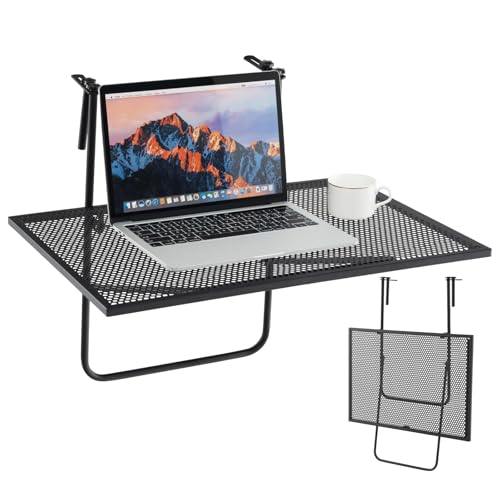 GOPLUS Balkontisch hängend, 60,5x40,5 cm Balkonhängetisch klappbar, Terrassentisch zum Einhängen, 20kg Belastbar, Beistelltisch hängend, Hängetisch für Balkongeländer, Schwarz (Nicht höhenverstellbar) von GOPLUS