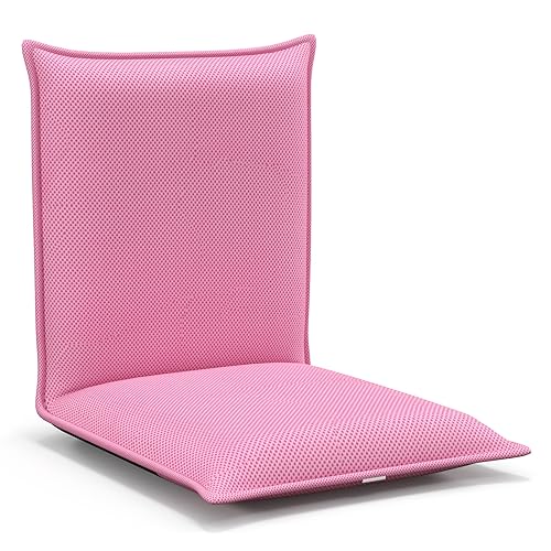 GOPLUS Bodenstuhl, Bodensessel mit 6-stufig Verstellbarer Rückenlehne, Bodensofa mit abnehmbarem Bezug, Lesesessel Liegestuhl Meditationsstuhl für Wohnzimmer (Rosa) von GOPLUS