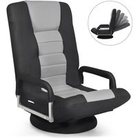 GOPLUS Bodenstuhl mit Verstellbarer Rückenlehne, Klappbarer Bodensessel, Drehbares Faules Sofa, Gepolstertes Bodensitzkissen, mit Armlehne, für von GOPLUS