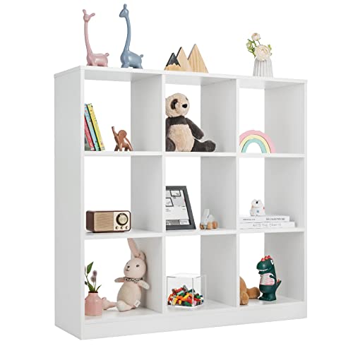 GOPLUS Bücherregal mit 10 Fächern, Raumteiler Regal, Würfelregal, Wohnzimmerregal aus Holz, Standregal für Wohnzimmer, Kinderzimmer & Arbeitszimmer, Weiß von GOPLUS