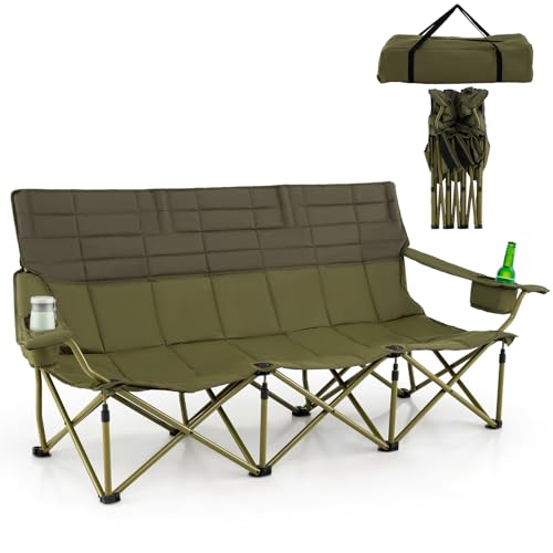 GOPLUS Campingstuhl für 3 Personen, Klappstuhl mit verstellbaren Armlehnen, Getränkehaltern & Tragetasche, bis 408 kg Belastbar, Campingsessel klappbar, für Outdoor Garten Balkon GOPLUS Campingstuhl für 3 Personen, Klappstuhl mit verstellbaren Armlehnen, Getränkehaltern & Tragetasche, bis 408 kg Belastbar, Campingsessel klappbar, für Outdoor Garten Balkon von GOPLUS