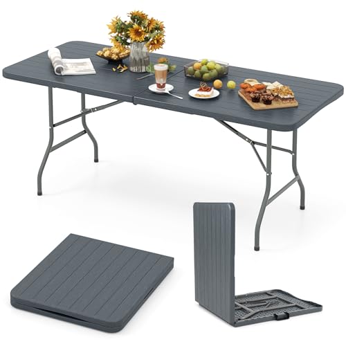 GOPLUS Campingtisch klappbar, 180 x 74 cm Gartentisch klappbar, Klapptisch mit HDPE-Tischplatte & robuste Metallbeine & Tragegriff, Partytisch für Picknick & Camping & Garten von GOPLUS