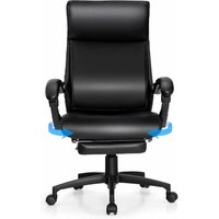 GOPLUS Chefsessel, Computerstuhl mit PU-Leder, Bürostuhl mit Verstellbarer hoher Rückenlehne, Schreibtischstuhl mit 360°-Rollen, schwarz von GOPLUS