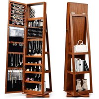 GOPLUS Drehbarer Schmuckschrank, Schmuckregal mit Ganzkoerperspiegel & Eingebautem Spiegel, Spiegelschrank mit Ablagen an der Rückenseite, GOPLUS Drehbarer Schmuckschrank, Schmuckregal mit Ganzkoerperspiegel & Eingebautem Spiegel, Spiegelschrank mit Ablagen an der Rückenseite, von GOPLUS