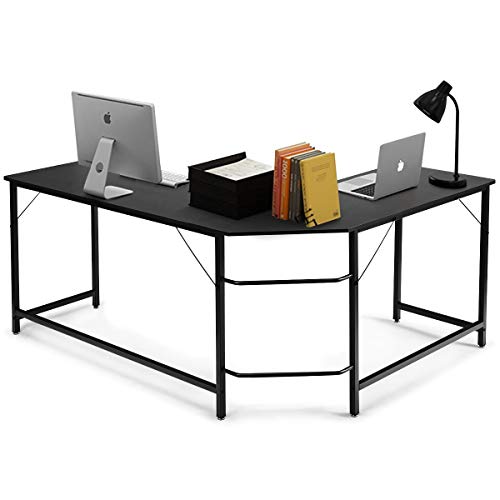 GOPLUS Eckschreibtisch in L-Form, 167,5 x 125,5 x 73,5 cm Großer Schreibtisch Computertisch Gaming Tisch, Gaming Schreibtisch Bürotisch platzsparend, für Home Office, Büro, Arbeitszimmer (Schwarz) von GOPLUS