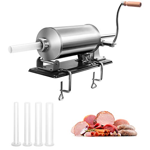 GOPLUS Edelstahl Wurstfüller Wurstfüllmaschine manuell Wurstmaschine Wurstpress Wurstspritze 4,8 L von GOPLUS