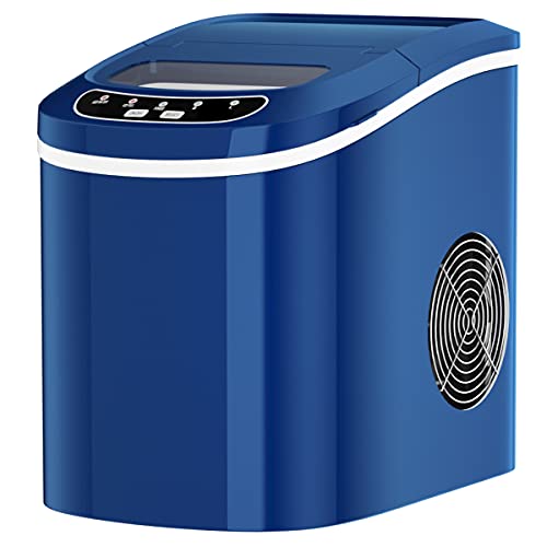 GOPLUS Eiswürfelmaschine, 12kg in 24 Std. Eiswürfelbereiter mit 2 Eiswürfel-Größen & 2,2 Liter Wassertank & Eiswürfelschaufel, Ice Cube Maker Zubereitung in 6-13 Minuten, 24 x 36 x 33 cm (Blau) von GOPLUS