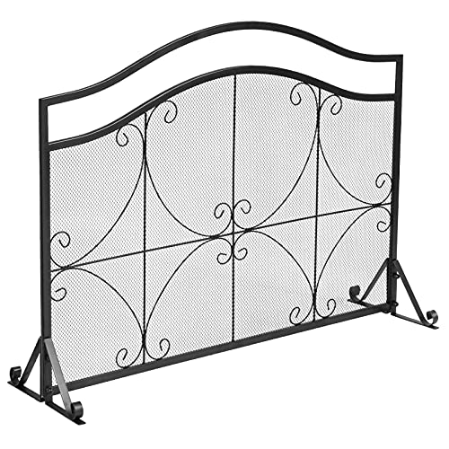 GOPLUS Eleganter Kaminschutzgitter, Einwandiger Funkenschutz aus Metall zur Isolierung von Funken und Asche, freistehendes Funkenschutzgitter für Babys Haustiere, 112,5 x 33,5 x 82,5 cm von GOPLUS