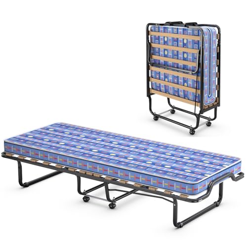 GOPLUS Gästebett 80×200cm, Klappbett mit Metallgestell & Memoryschaum-Matratze, Einzelbett mit 4 Universalrädern für Büro, Schlafzimmer & Wohnzimmer (Blau, 80×200 cm) GOPLUS Gästebett 80×200cm, Klappbett mit Metallgestell & Memoryschaum-Matratze, Einzelbett mit 4 Universalrädern für Büro, Schlafzimmer & Wohnzimmer (Blau, 80×200 cm) von GOPLUS