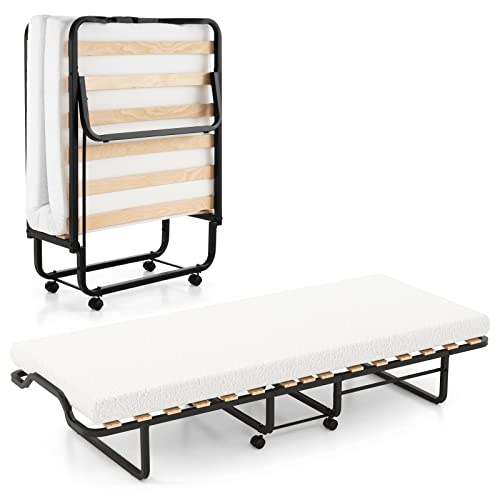 GOPLUS Gästebett 80×200cm, Klappbett mit Metallgestell & Schaum-Matratze, Einzelbett klappbar mit 4 Universalrädern für Gästezimmer & Büro GOPLUS Gästebett 80×200cm, Klappbett mit Metallgestell & Schaum-Matratze, Einzelbett klappbar mit 4 Universalrädern für Gästezimmer & Büro von GOPLUS