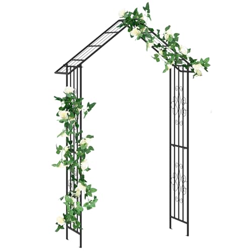 GOPLUS Gartenbogen, Rosenbogen aus Metall, Torbogen für Kletterpflanzen, Metallbogen mit Spitzen, Rankbogen Rankhilfe Pergola Hochzeitsbogen für Garten & Hochzeit, 140 x 40 x 223 cm von GOPLUS