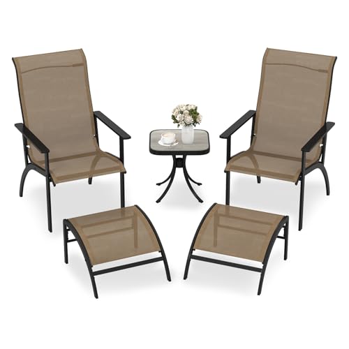 GOPLUS Gartenmöbel Set, 5-teiliges Balkonmöbel mit 2 Adirondack-Stühle, 2 Hocker und 1 Beistelltisch, ergonomische Garten Möbel, platzsparendes Design Balkon Möbel Set für Außenbereich GOPLUS Gartenmöbel Set, 5-teiliges Balkonmöbel mit 2 Adirondack-Stühle, 2 Hocker und 1 Beistelltisch, ergonomische Garten Möbel, platzsparendes Design Balkon Möbel Set für Außenbereich von GOPLUS