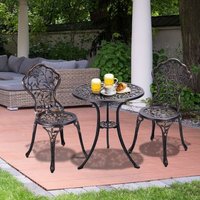 GOPLUS Gartenmoebel Sitzgarnitur Gartengarnitur Balkonmoebel Balkonset Sitzgruppe Gartenset Balkongruppe, mit 2 Stuehlen, aus Aluminium, Dunkelbraun von GOPLUS