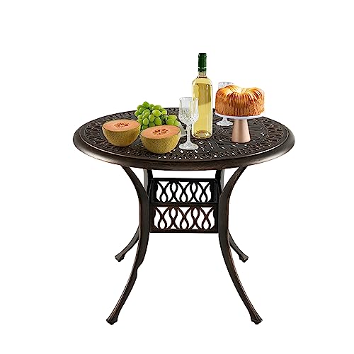 GOPLUS Gartentisch mit 5 cm Schirmloch, Terrassentisch aus Aluminium mit verstellbaren Füßen, runder Esstisch für Terrasse, Hinterhof, Balkon, 90 x 90 x 74 cm GOPLUS Gartentisch mit 5 cm Schirmloch, Terrassentisch aus Aluminium mit verstellbaren Füßen, runder Esstisch für Terrasse, Hinterhof, Balkon, 90 x 90 x 74 cm von GOPLUS