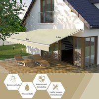 Gelenkarmmarkise, Sonnenschutz Markise, Balkonmarkise, Einziehbar mit Handkurbel, Sonnenschutz,Anti-UV & Wasserfest, aus Metall & Polyester, mit von GOPLUS