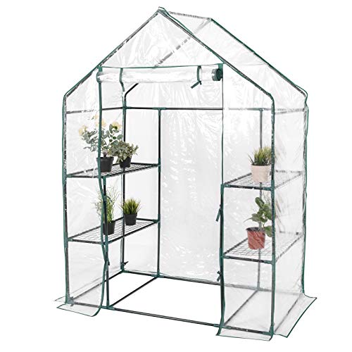 GOPLUS Foliengewächshaus, Treibhaus mit PV-Folie, Gewächshaus Walk-in Design, Tomatenhaus für Blumen & Pflanzen, 147 x 73 x 195 cm ( PVC-Folie) von GOPLUS