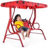 GOPLUS Hollywoodschaukel Kinderschaukel Gartenschaukel Doppelschaukel Schaukelbank Gartenbank mit Sonnendach (Rot) von GOPLUS