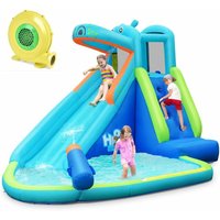 GOPLUS Hüpfburg mit Wasserrutsche, 3 Verschiedene Varianten, Aufstellpool aus Oxford-Material, mit PVC-Beschichtung, Spielburg für Kinder über 3 von GOPLUS