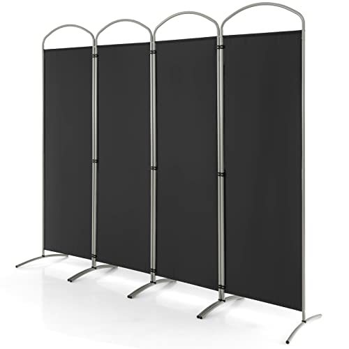 GOPLUS Klappbarer Raumteiler, 188 cm Sichtschutz mit Metallrahmen, Trennwand Sichtschutz für Wohnzimmer, Schlafzimmer, Büro (4-Teiliger, Schwarz) von GOPLUS
