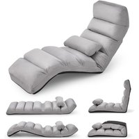 Klappbares Bodensofa mit Rückenlehne, 5 Positionen Verstellbarer Bodensessel, Faules Sofa mit Kopfstütze, Bequemer Polstersessel zum Lesen & Klappbares Bodensofa mit Rückenlehne, 5 Positionen Verstellbarer Bodensessel, Faules Sofa mit Kopfstütze, Bequemer Polstersessel zum Lesen & von GOPLUS