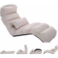 Klappbares Bodensofa mit Rückenlehne, 5 Positionen Verstellbarer Bodensessel, Faules Sofa mit Kopfstütze, Bequemer Polstersessel zum Lesen & von GOPLUS