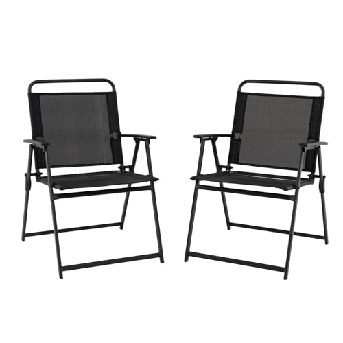 GOPLUS Klappstuhl 2er Set, Gartenstuhl mit Armlehnen & Rückenlehne, Campingstuhl faltbar bis 150 kg belastbar, Balkonstuhl für Picknick, Outdoor, Garten, Balkon, Schwarz GOPLUS Klappstuhl 2er Set, Gartenstuhl mit Armlehnen & Rückenlehne, Campingstuhl faltbar bis 150 kg belastbar, Balkonstuhl für Picknick, Outdoor, Garten, Balkon, Schwarz von GOPLUS