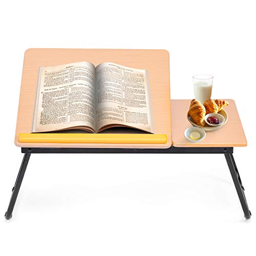 GOPLUS Laptoptisch, Schreibtisch Bett, Computertisch Klappbar, Betttisch für Laptop, Notebooktisch Höhenverstellbar, Laptoptablett von GOPLUS