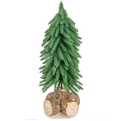 GOPLUS Mini-Weihnachtsbaum 40cm, Künstlicher Tannenbaum auf Holzfuß mit 200 PE-Zweigspitzen, Kleiner Christbaum für Weihnachten, Weihnachtsdeko für Zuhause, Büro & Geschäfte (40cm, klassisch) von GOPLUS