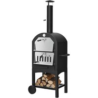 Mobiler Pizzaofen, Outdoor Küchenofen mit Doppelthermometer & Manueller Luftauslass & Schornstein & Pizzaschieber, Pizza-Backofen aus Eisen, für Mobiler Pizzaofen, Outdoor Küchenofen mit Doppelthermometer & Manueller Luftauslass & Schornstein & Pizzaschieber, Pizza-Backofen aus Eisen, für von GOPLUS