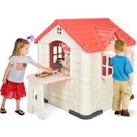 GOPLUS Multifunktionale Kinderspielhaus, Spielhaus mit 2 ausgehoehlte Fenster, Breiter Picknicktisch, Spielzeugset & Doppeltüren, Rollenspiele für GOPLUS Multifunktionale Kinderspielhaus, Spielhaus mit 2 ausgehoehlte Fenster, Breiter Picknicktisch, Spielzeugset & Doppeltüren, Rollenspiele für von GOPLUS